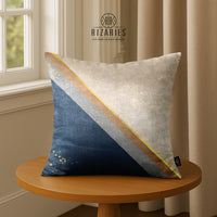 Thumbnail for SuperSoft Navy Beige Geo Throw Pillow