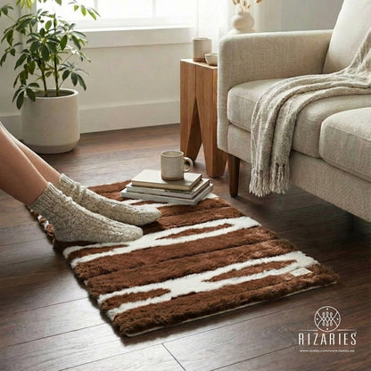 Soft Striped Imitation Fur Skin