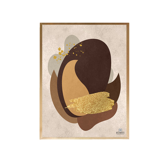Beige Brown with Gold Brushes Canvas Painting