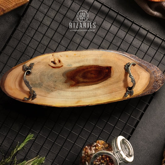 New Shesham long Wooden Platter/Tray with Handles