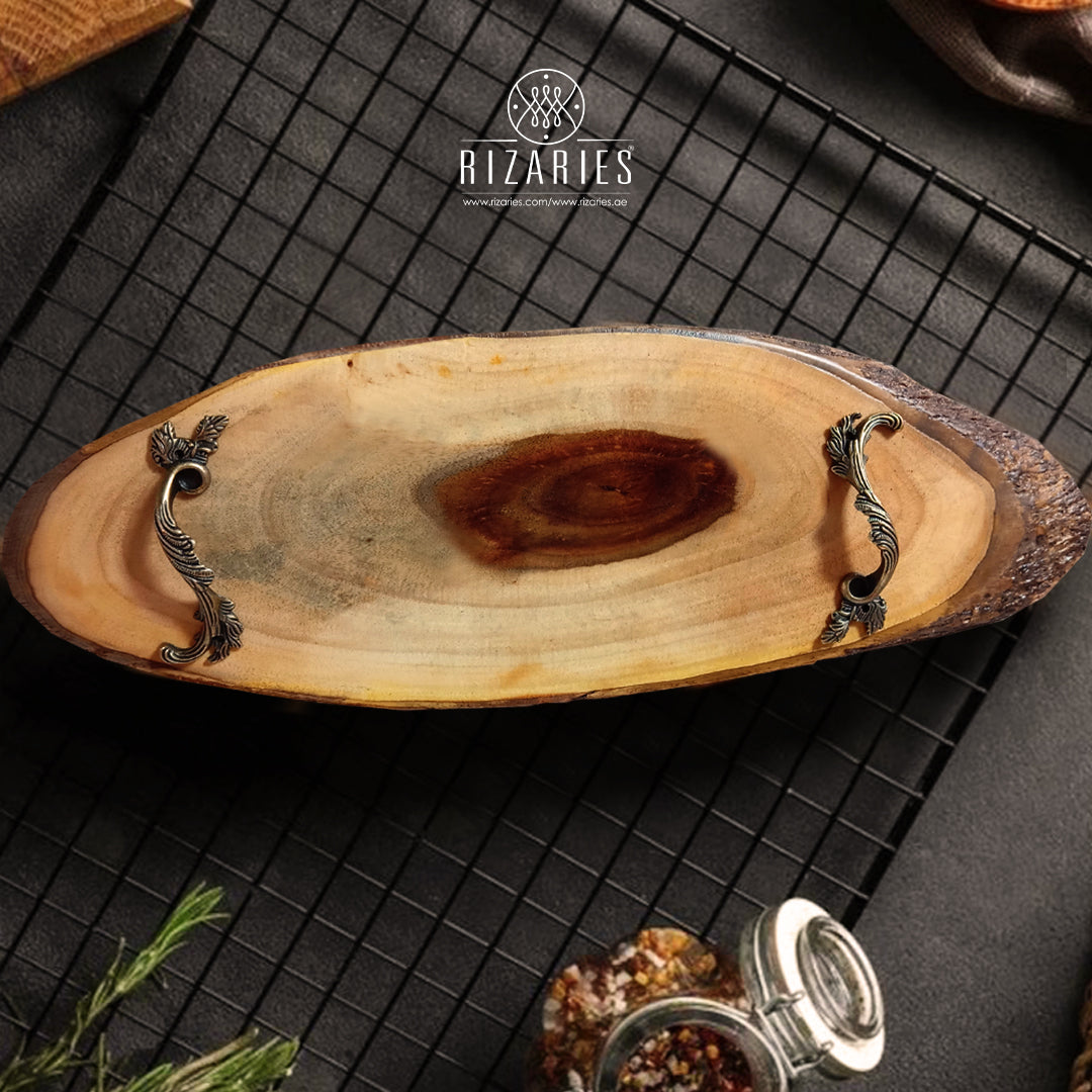 New Shesham long Wooden Platter/Tray with Handles