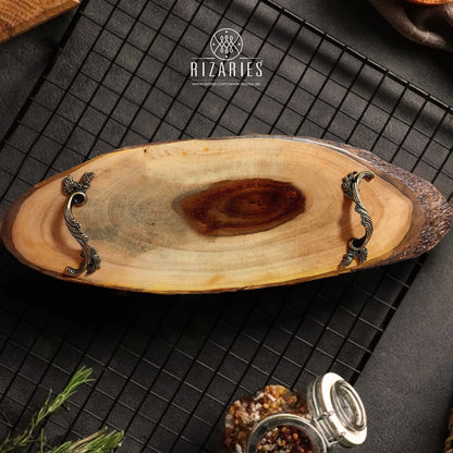 New Shesham long Wooden Platter/Tray with Handles