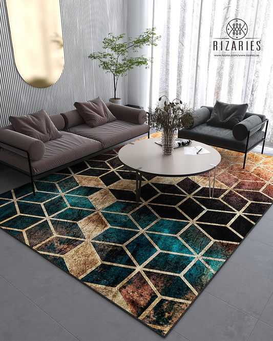 Ombre Cubes Emerald & Copper Centerpiece (Rug)