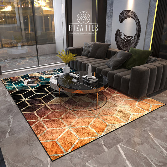 Ombre Cubes Emerald & Copper Centerpiece (Rug)
