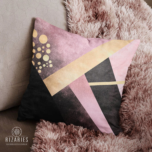 SuperSoft Pink Black Geometric Throw Pillow