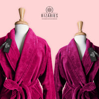 Thumbnail for Couple Set Dark Pink & Purple (2 Velour Bathrobe, 2 Velour Slippers)