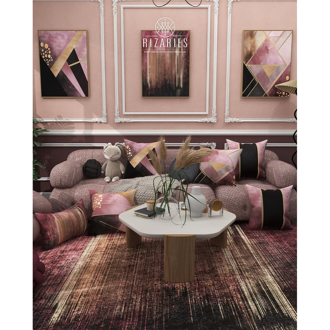 Pink Black Throw Cushions Set of 6