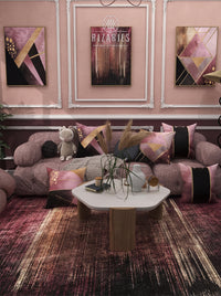 Pink Black Throw Cushions Set of 6