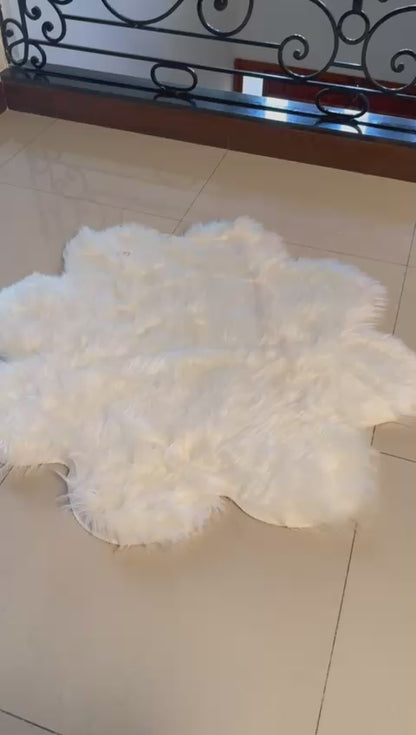 SuperSoft Imitation Faux Rabbit Fur Flower Mat