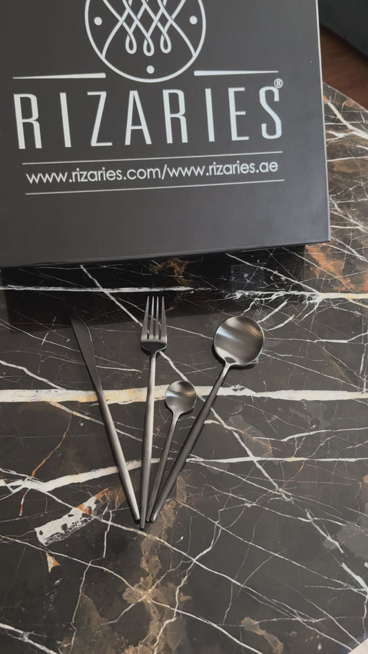 Silver Black Cutlery Set