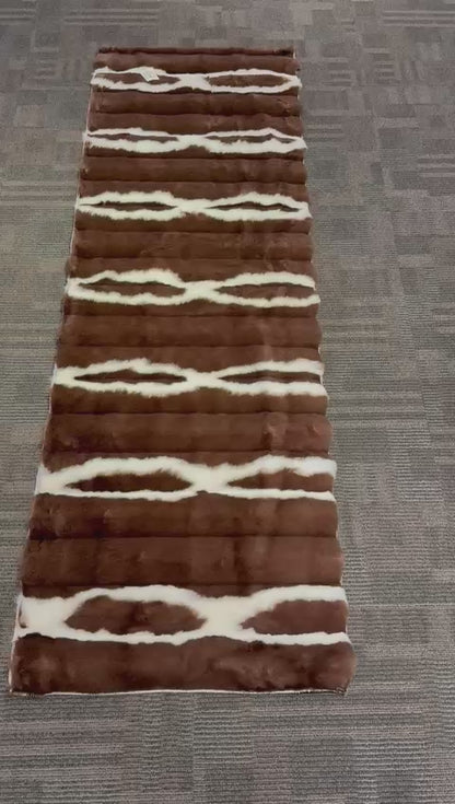 Soft Striped Imitation Fur Runner Mat