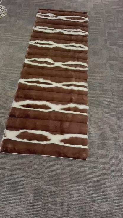 Soft Striped Imitation Fur Runner Mat