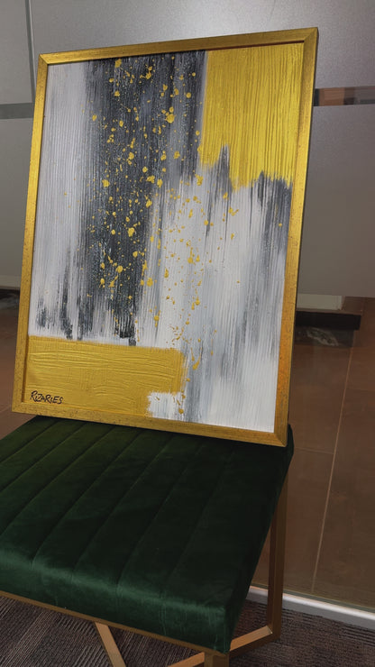 Yellow Gold Abstract Handmade Canvas Painting