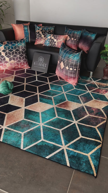 Ombre Cubes Emerald & Copper Centerpiece (Rug)