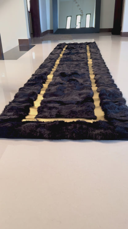 SuperSoft Box Style Fur with Gold Runner Rug