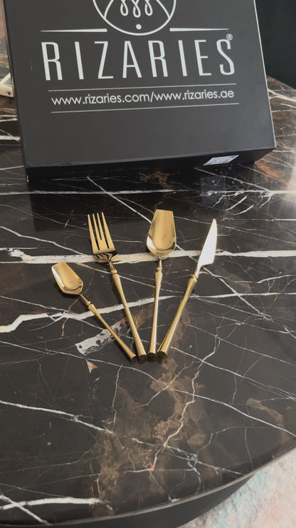 Shiny Modern Full Gold Cutlery Set