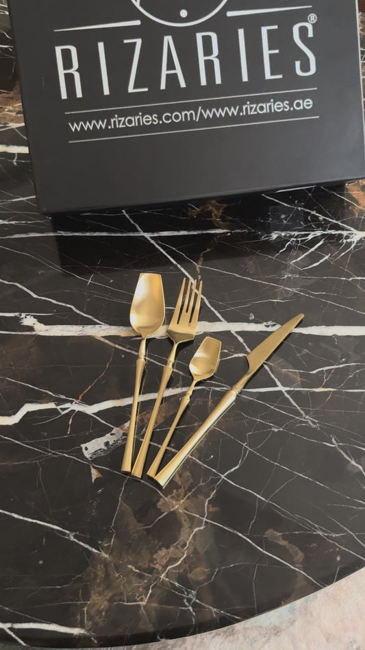 Matt Modern Full Gold Cutlery Set