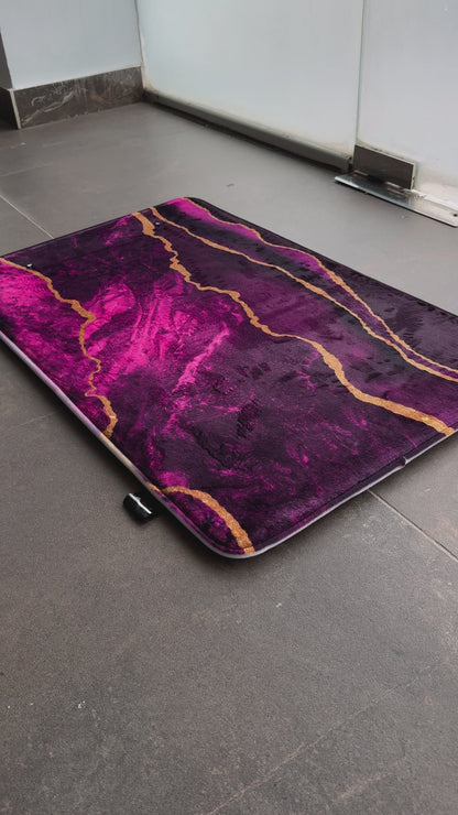 Supersoft Purple & Gold Abstract Door Mat