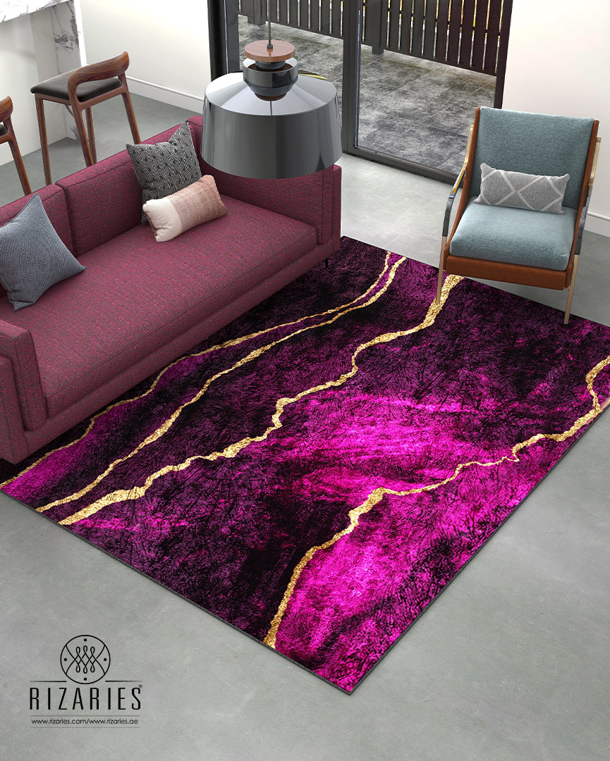 Purple & Gold Abstract Centerpiece (Rug) (CLEARANCE SALE)