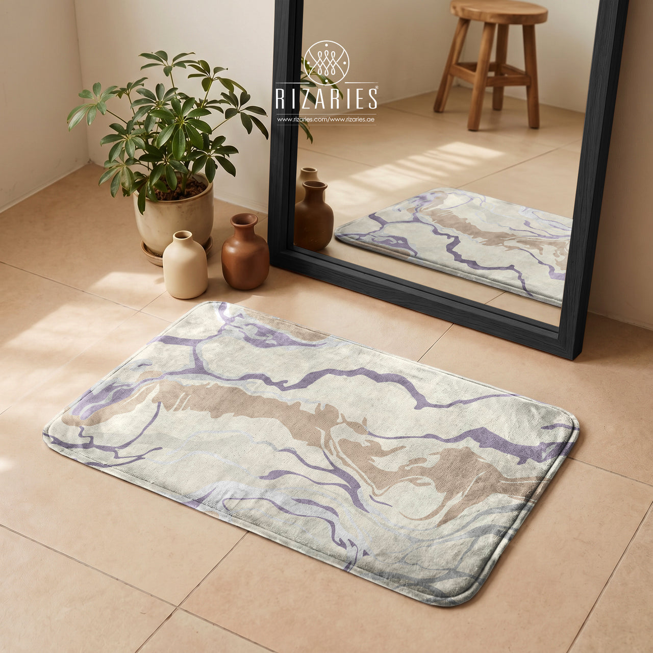 SuperSoft Purple Cream Marble Door Mat