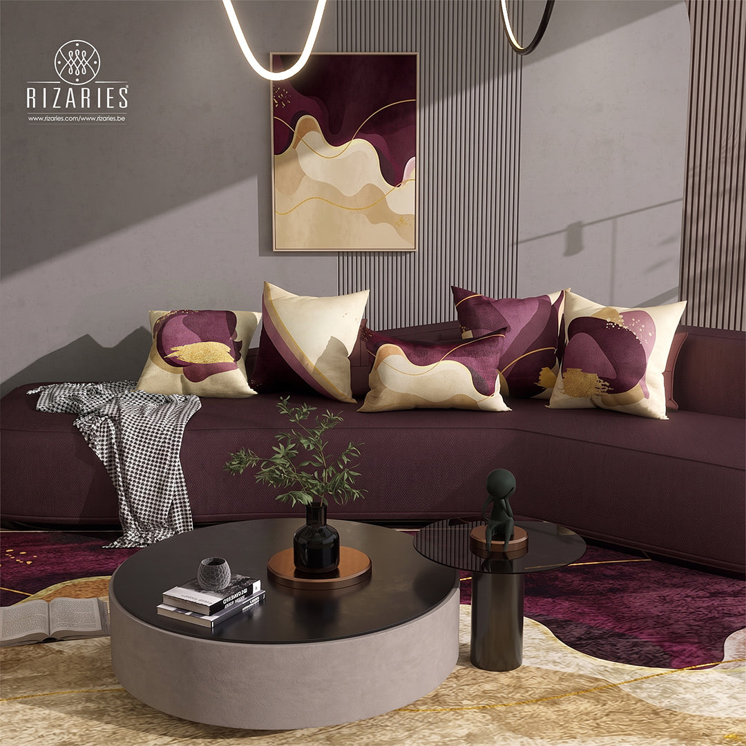 Purple Magenta Wavy Throw Cushions Set of 6
