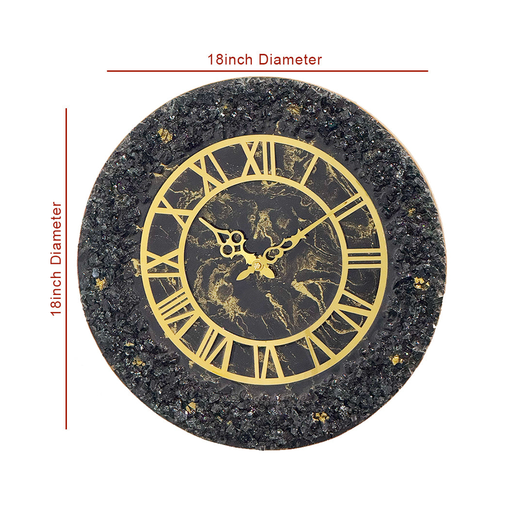 Epoxy Shiny Resin Black Wall Clock