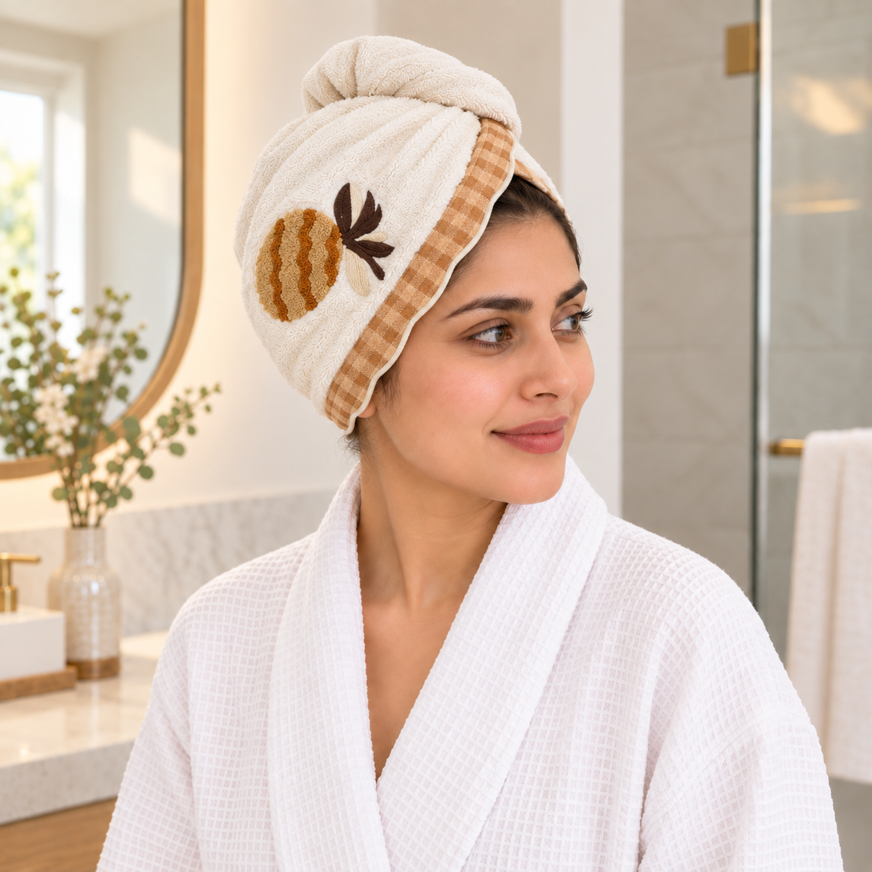 Microfiber Hair Towel Wrap with Button Loop | Quick-Dry Hair Turban