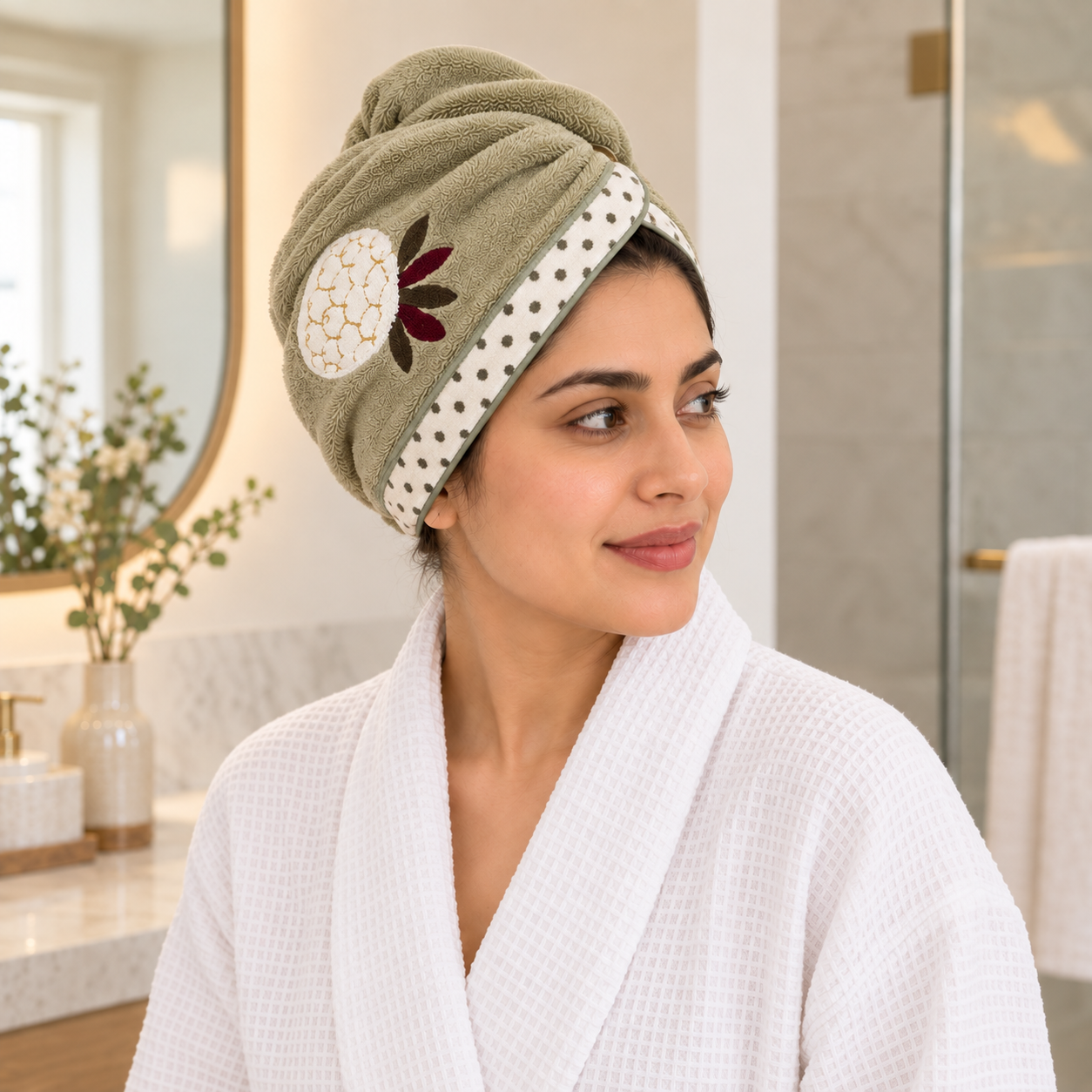 Microfiber Hair Towel Wrap with Button Loop | Quick-Dry Hair Turban