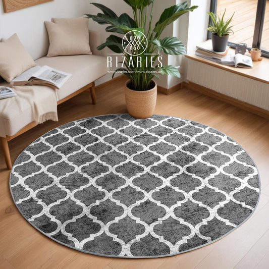 Grey Moroccan Round Centerpiece (Rug)