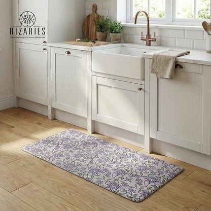 Lavender Floral Garden Kitchen Mat