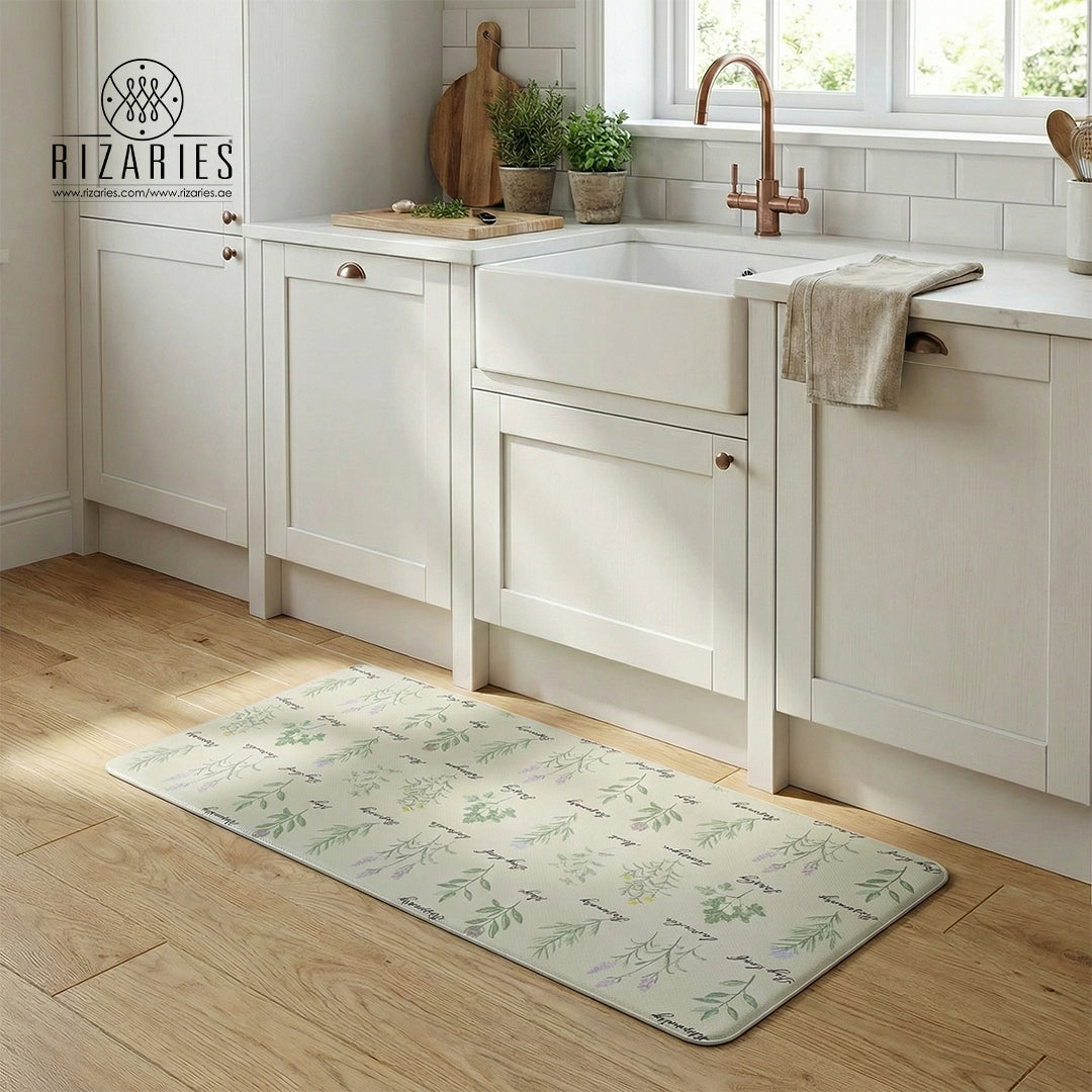 Herbal Leaves Kitchen Mat