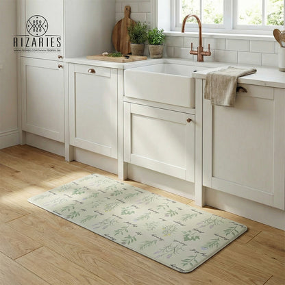 Herbal Leaves Kitchen Mat
