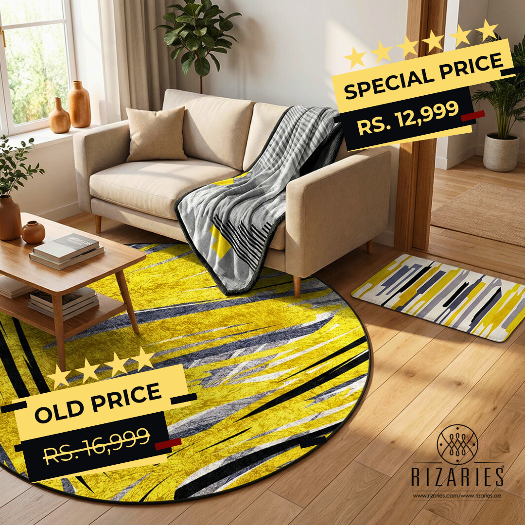 Yellow Abstract Cozy Living Set