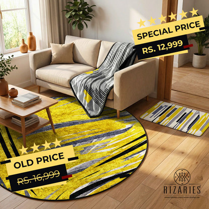 Yellow Abstract Cozy Living Set