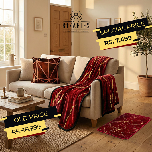 Burgundy Abstract Cozy Living Set