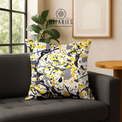 SuperSoft Yellow Grey Abstract Pattern Throw Pillow