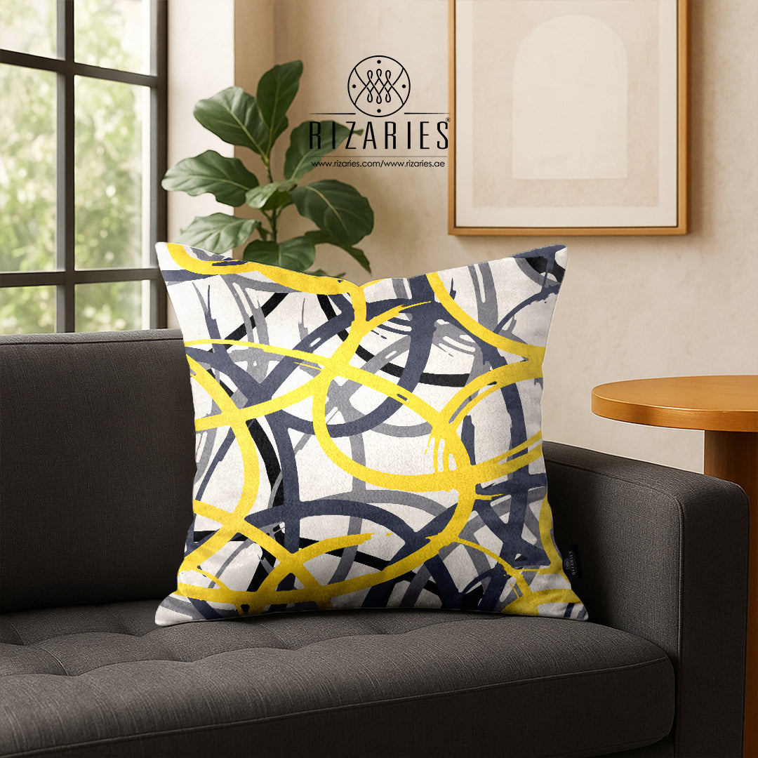 SuperSoft Yellow Grey Rope Throw Pillow
