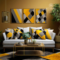 Thumbnail for Yellow Black Geometric Throw Pillow Set of 6