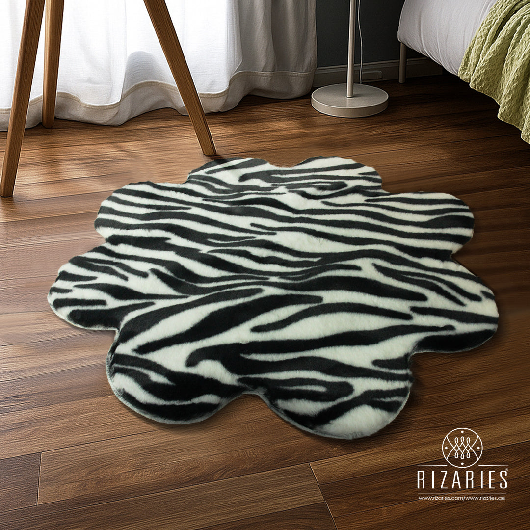 SuperSoft Zebra Skin Imitation Fur Flower Mat