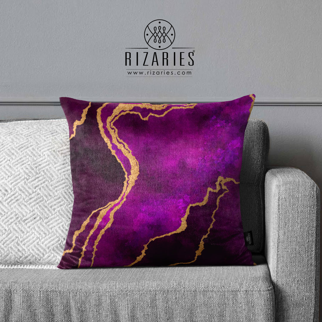 SuperSoft Purple Gold Abstract Throw Cushion