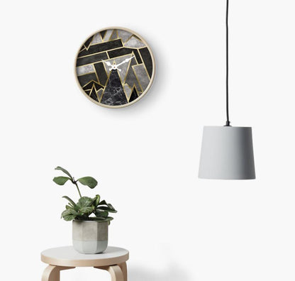 Grey Geometric Mosaic Wall Clock