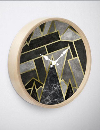 Grey Geometric Mosaic Wall Clock