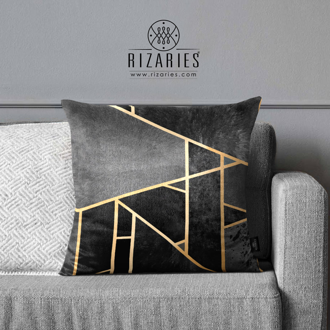 SuperSoft Grey Black Geo Stone Throw Cushion