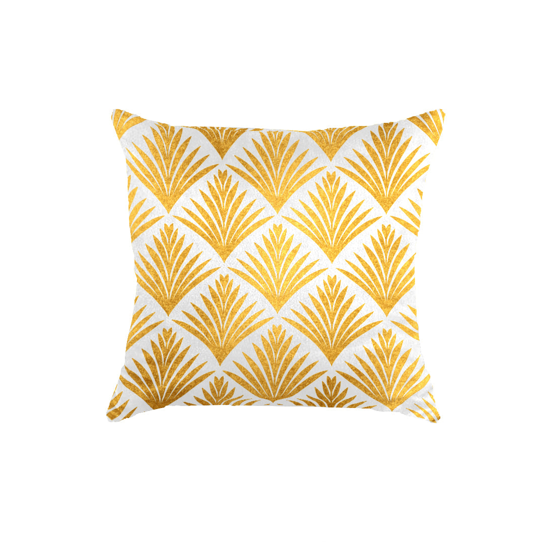 SuperSoft White Gold Flower Pattern Throw Cushion