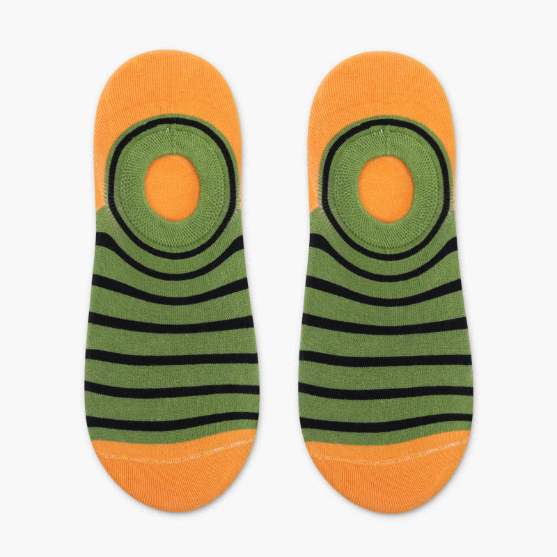 Black Stripes on Green Low Cut Crazy Socks