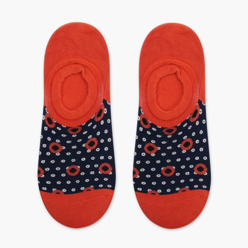 Orangish Red Low Cut Crazy Socks