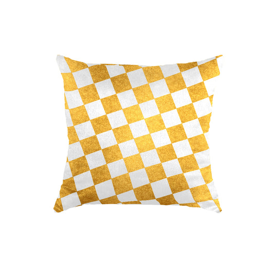 SuperSoft White Gold Checker Box Throw Cushion