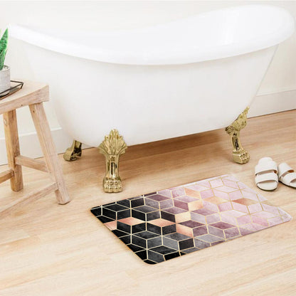 SuperSoft Pink Gradient Cubes Door Mat