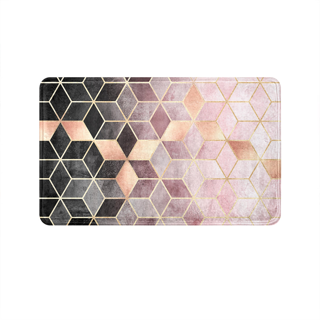 SuperSoft Pink Gradient Cubes Door Mat