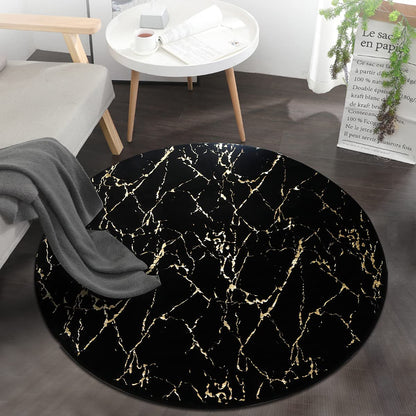 SuperSoft Black Imitation Rabbit Fur Bronzing Round Centerpiece (Rug)